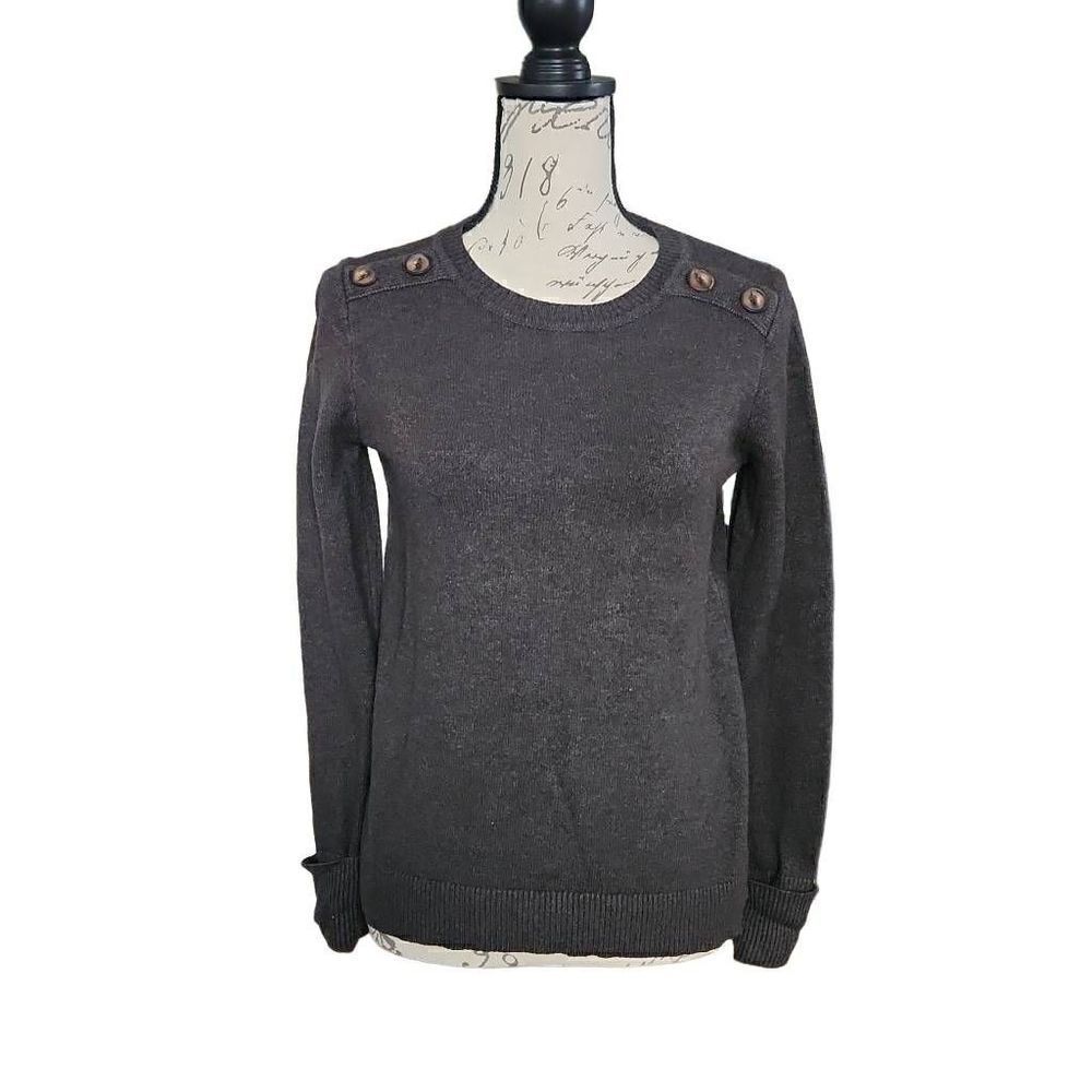Pink Clover Women's Size Small Dark Gray Button Detail Knit Crew neck Sweater
